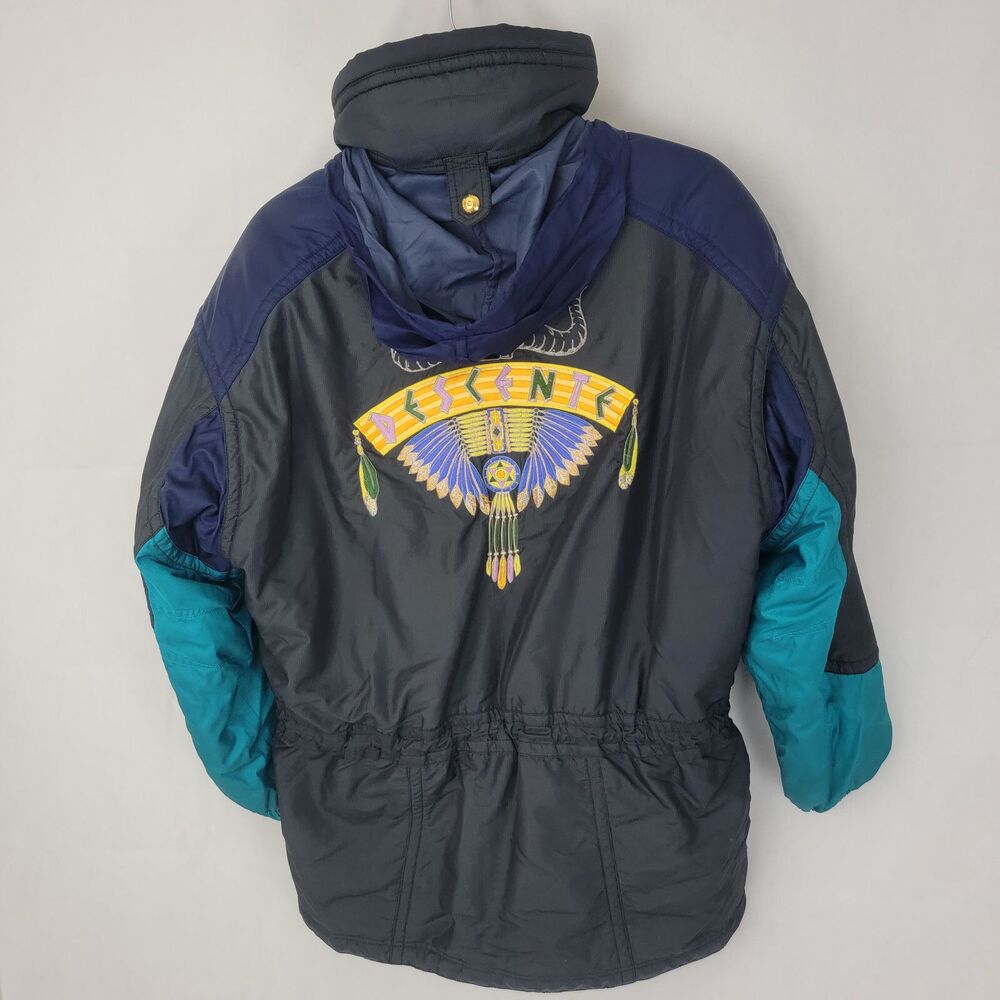 DESCENTE Mens Jacket Sz XL Canada Ski Team Headdress Horns 80s 90s VTG HOLE